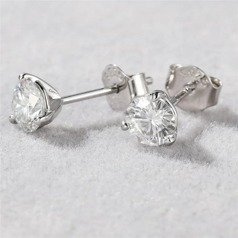 Certified 1ct. t.w. Moissanite Diamond Round Stud Earrings NEW - Picture 7 of 12